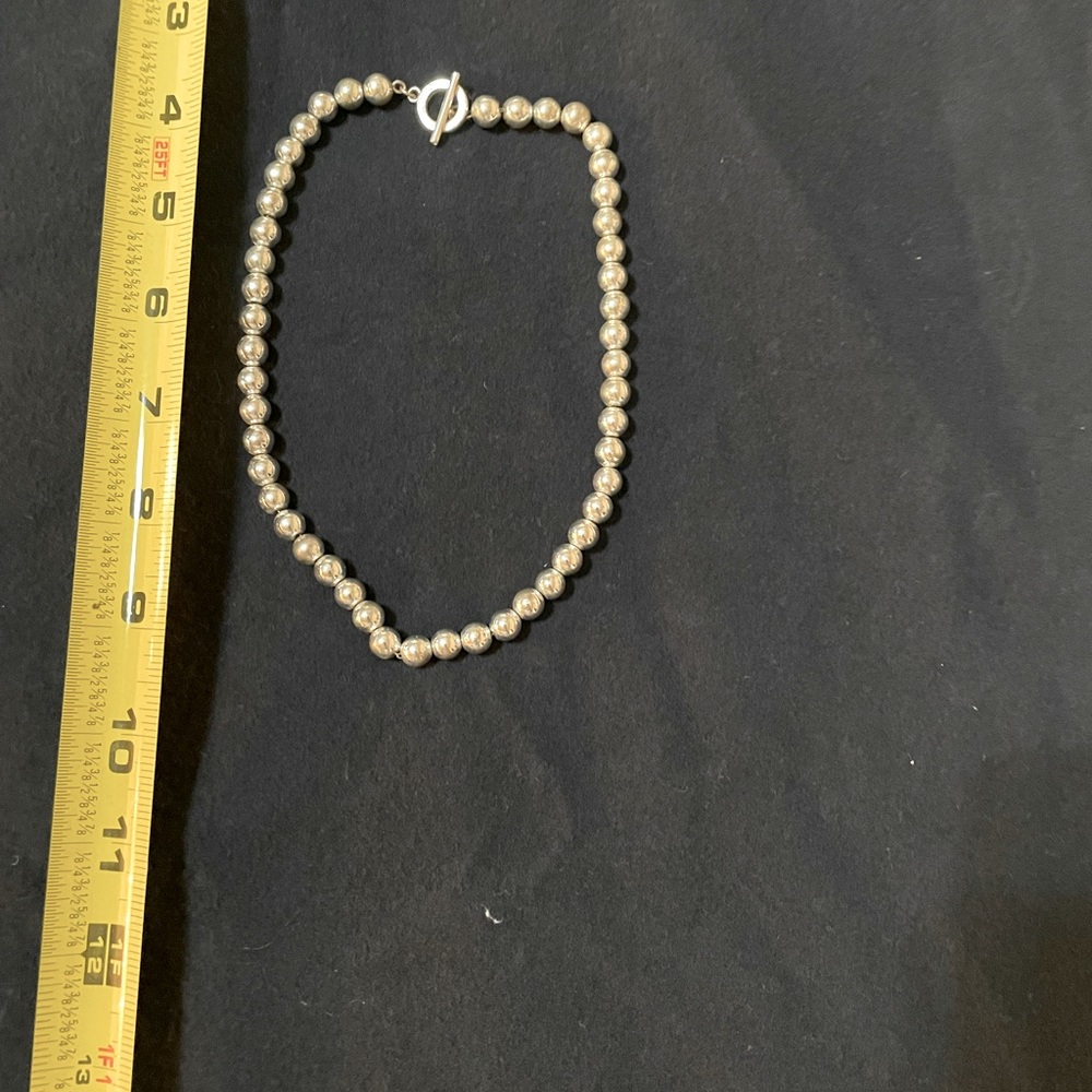 Beautiful large bead silver necklace